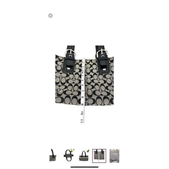 COACH SOHO SIGNATURE TOTE SATCHEL SHOULDER BAG 13117 BLACK WHITE Y2K DESIGNER - Picture 5 of 8